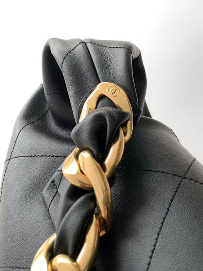 CC 2025 Bag 28cm Black Gold Calfskin