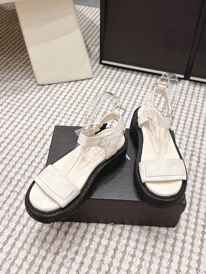PRA 2026S Roman Sandals White Black Canvas 657521