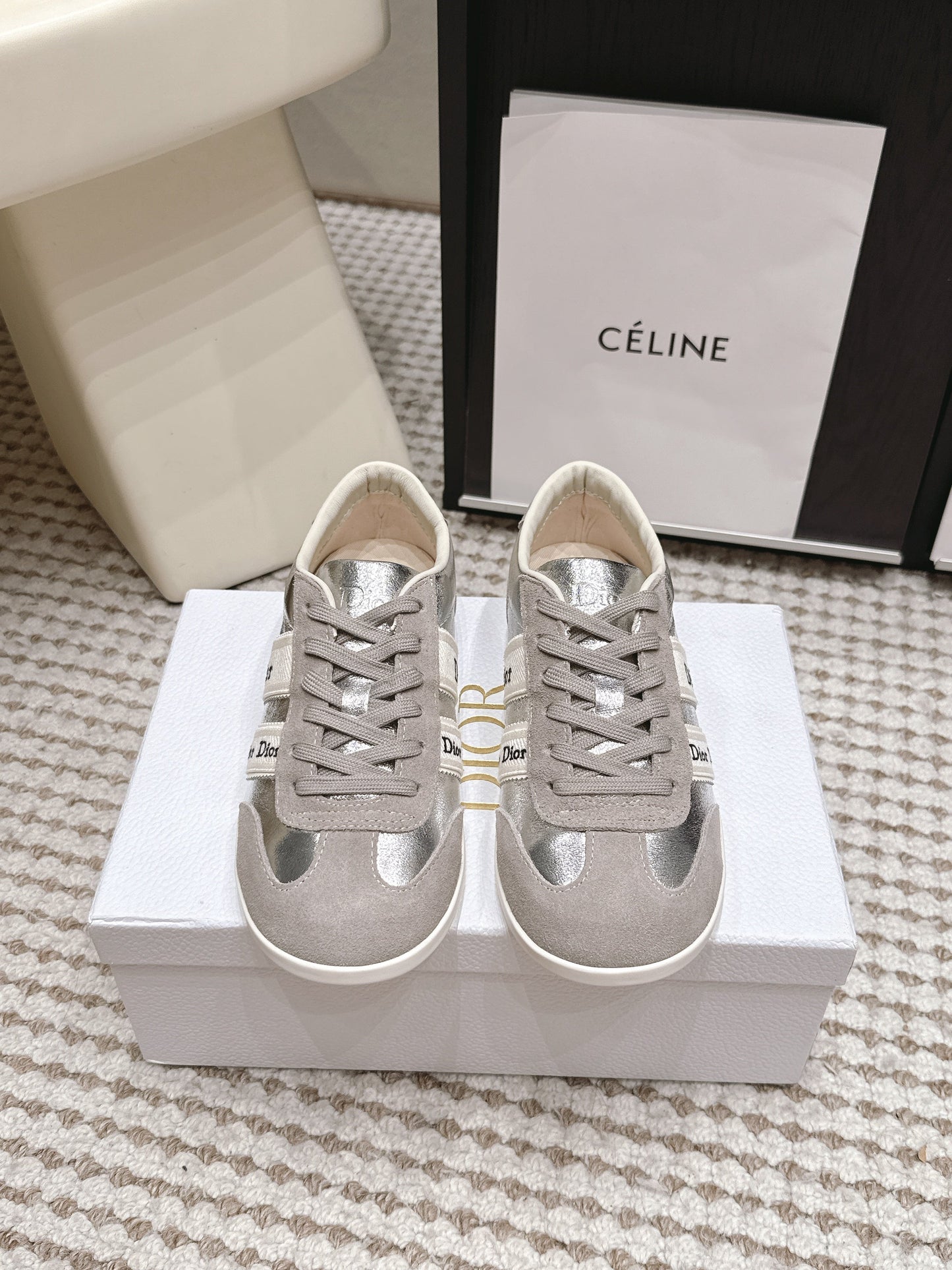 CD Ribbon Sneaker Sliver Suede Leather  930297