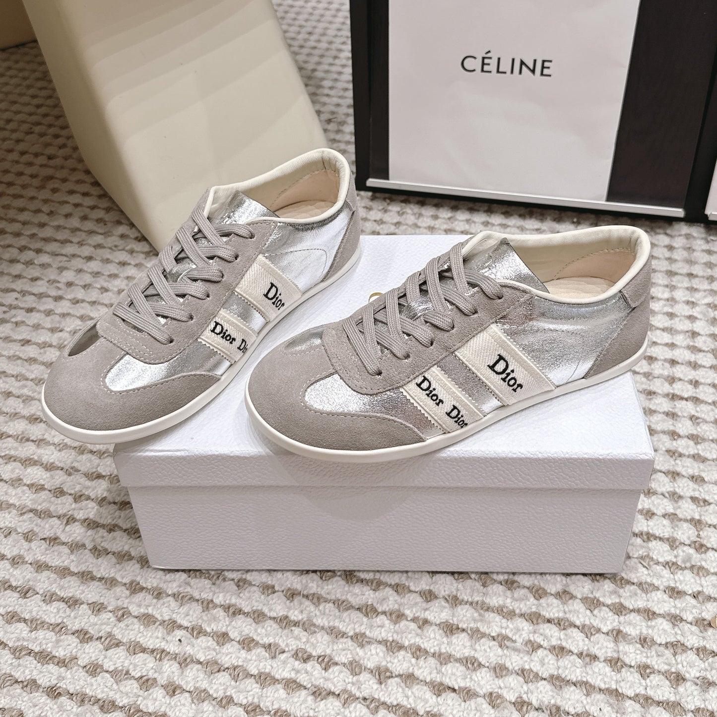 CD Ribbon Sneaker Sliver Suede Leather  930297