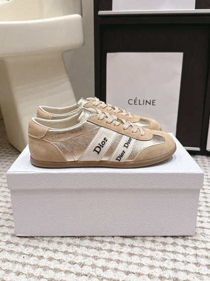 CD Ribbon Sneaker Sliver Khaki Suede Leather  930298