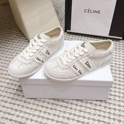 CD Ribbon Sneaker White Tweed Suede 930299