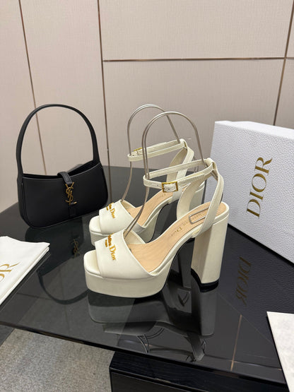 CD 26s High Heel Sandals 120mm White Satin