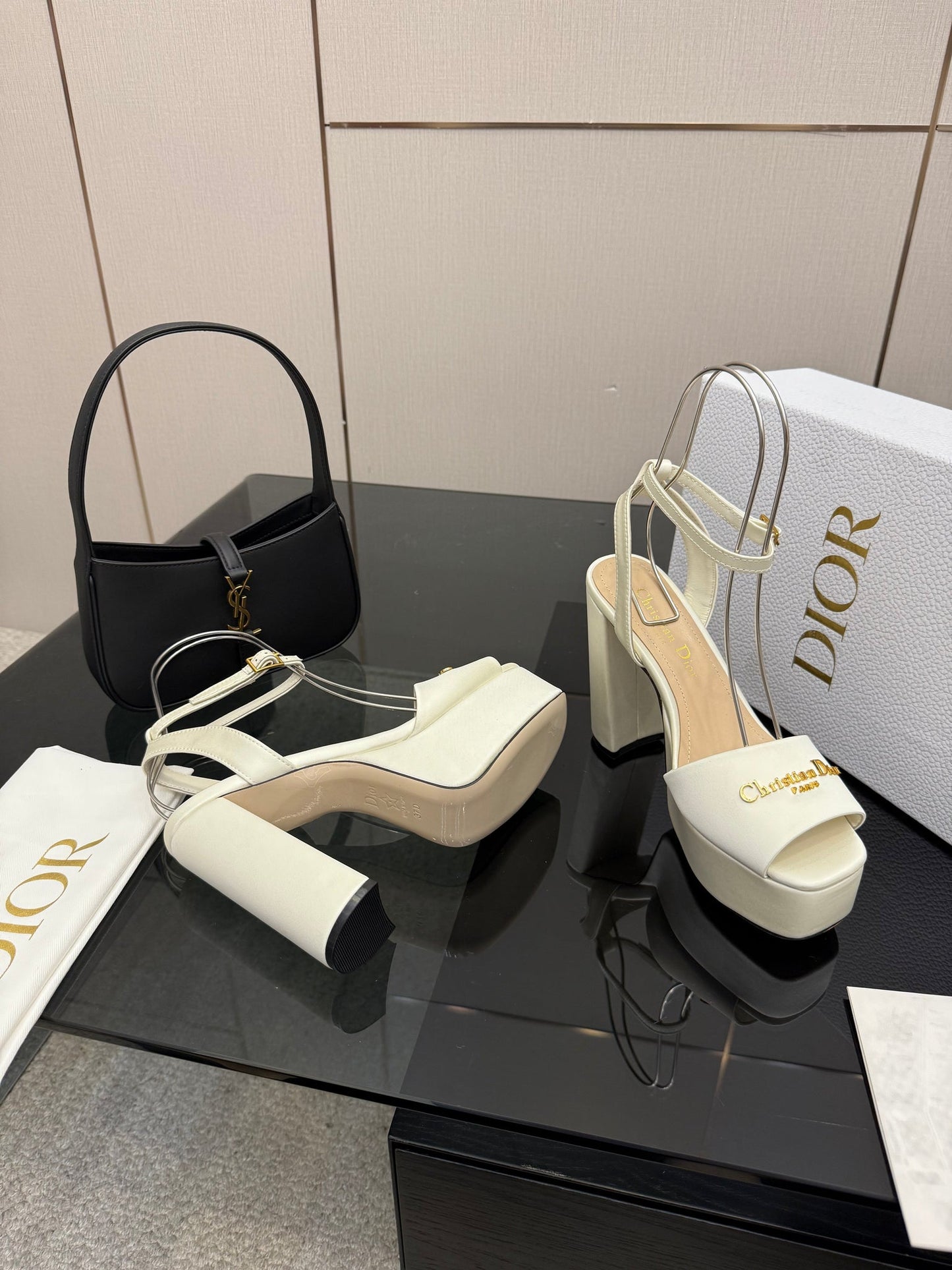CD 26s High Heel Sandals 120mm White Satin