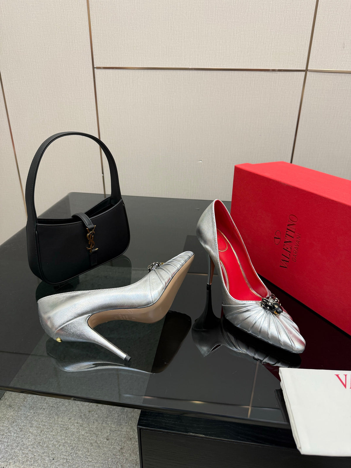 VT Panthea Pumps 105Mm Metallic Silver Goatskin 630180