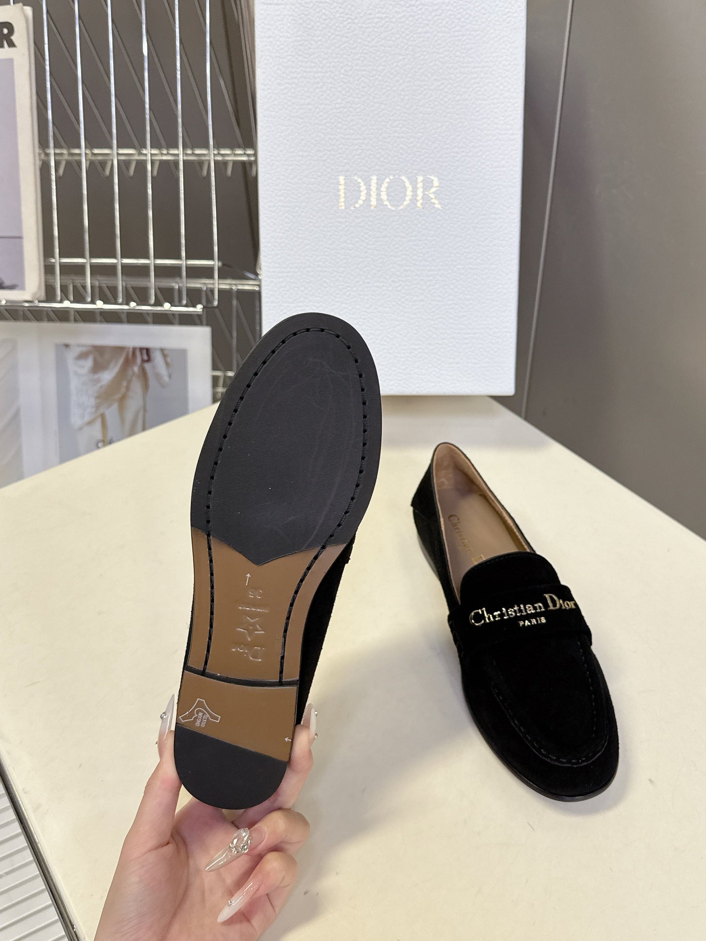 CD  Boy Loafer Rope 5m Black Suede Calfskin  492541