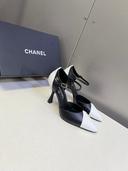 Chanel 2026 Mary Jane Sandal  90mm Embossed Calfskin And Fabric 895356