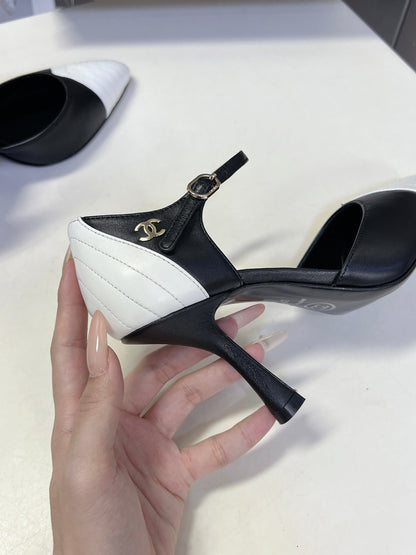 Chanel 2026 Mary Jane Sandal  90mm Embossed Calfskin And Fabric 895356
