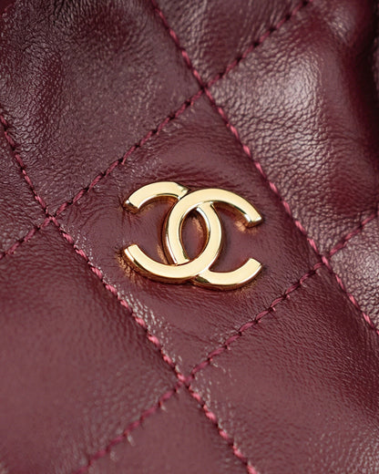 Chanel 26 Drawstring Bag Burgundy Lambskin