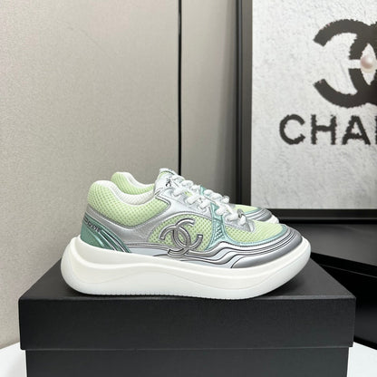 CC 26s Casual Sneakers Mint Green Sliver Fabric Cowhide 626385