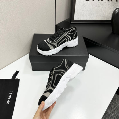 CC 26s Casual Sneakers Rhinestones Black White Mesh Sheepskin 626364