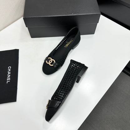 CC 26s Ballet Flat Black Woven Raffia Mesh 925934