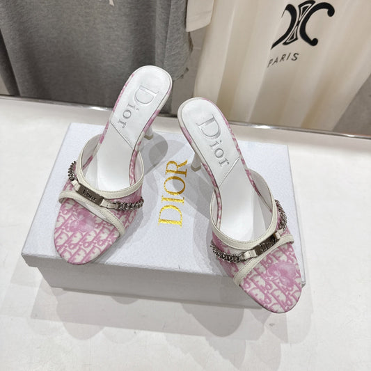 Dior Sandal Pink mix White Canvas Sheepskin 174103