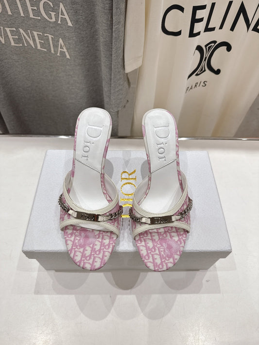 Dior Sandal Pink mix White Canvas Sheepskin 174103