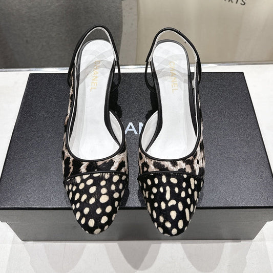 Chanel 2026 Round Toe High Heel Sandal Black Imported Horsehair Sheepskin 713041