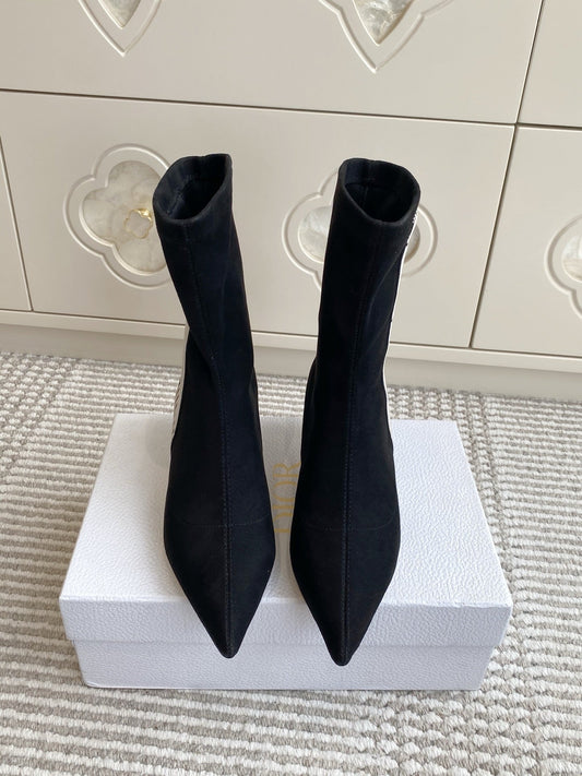 Dior 2025 Tribales Heeled Ankle Boot 50mm Black mix White Suede 501189