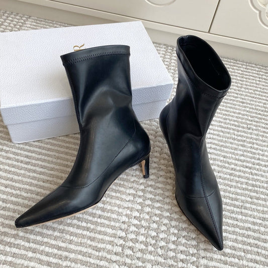 Dior 2025 Tribales Heeled Ankle Boot 50mm Black mix White Lambskin 501192
