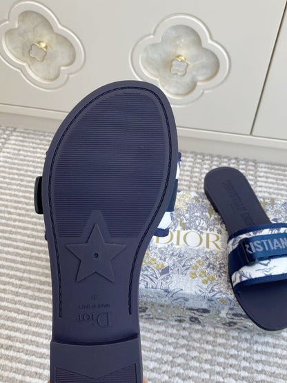 CD 26s Flat Slippers Navy Blue Canvas Rubber 648134