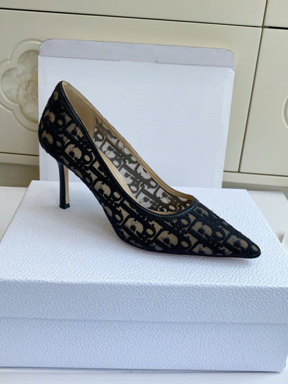 CD 26s Adioable Pump 8cm Monogram Black Beige Mesh Lambskin 909642