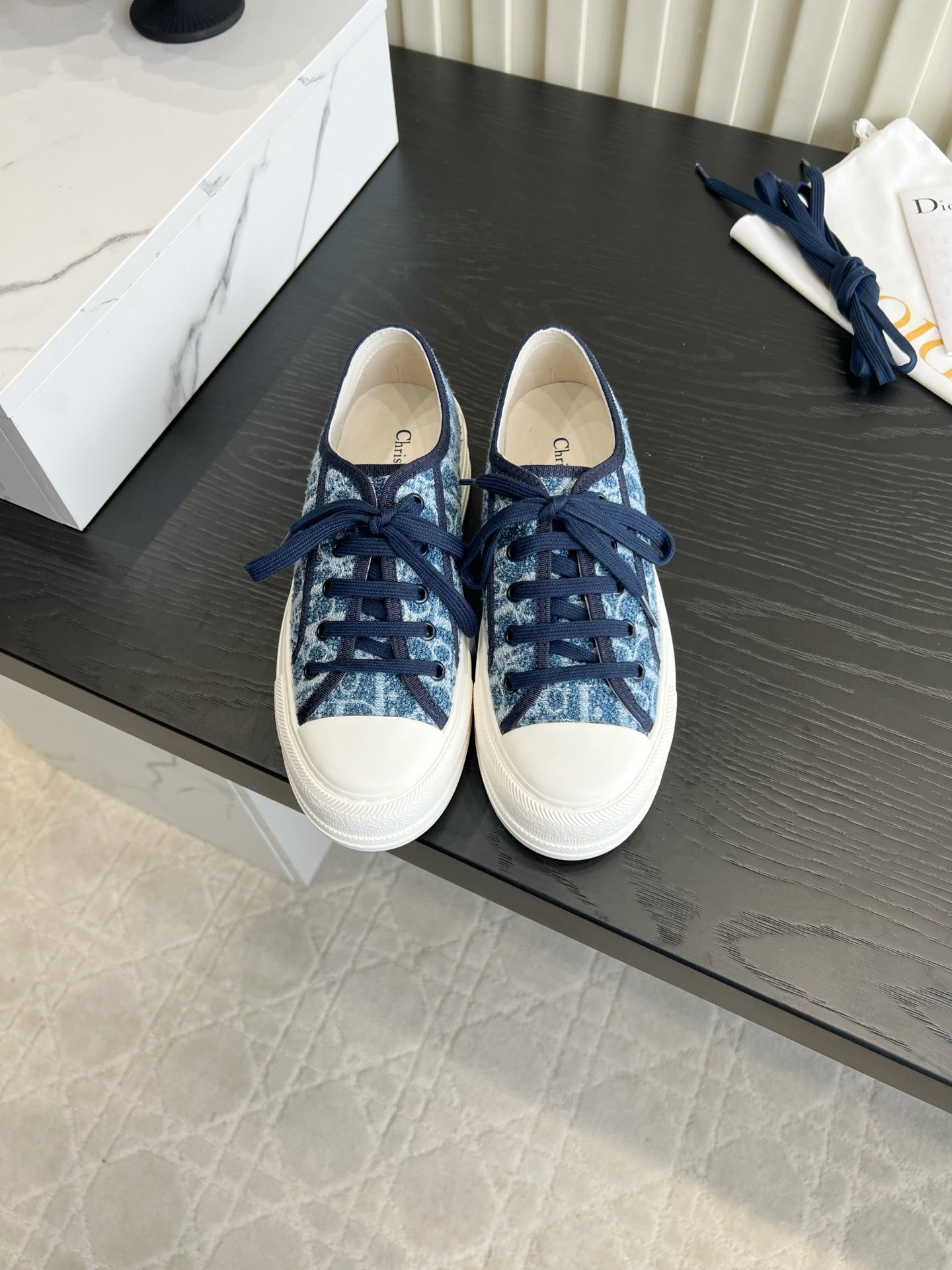 CD Dioriviera Walk'n'Dior Sneaker White Blue Cotton 851242