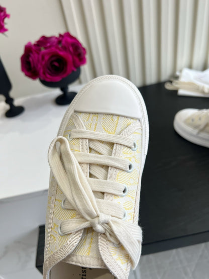 CD Dioriviera Walk'n'Dior Sneaker Cream Yellow Cotton 851244