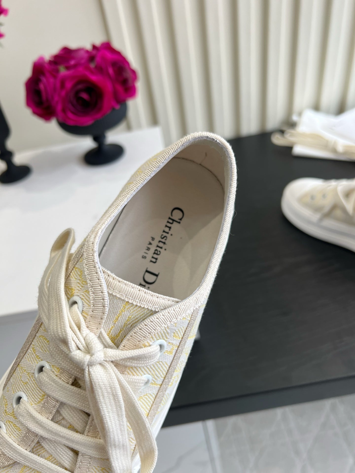 CD Dioriviera Walk'n'Dior Sneaker Cream Yellow Cotton 851244