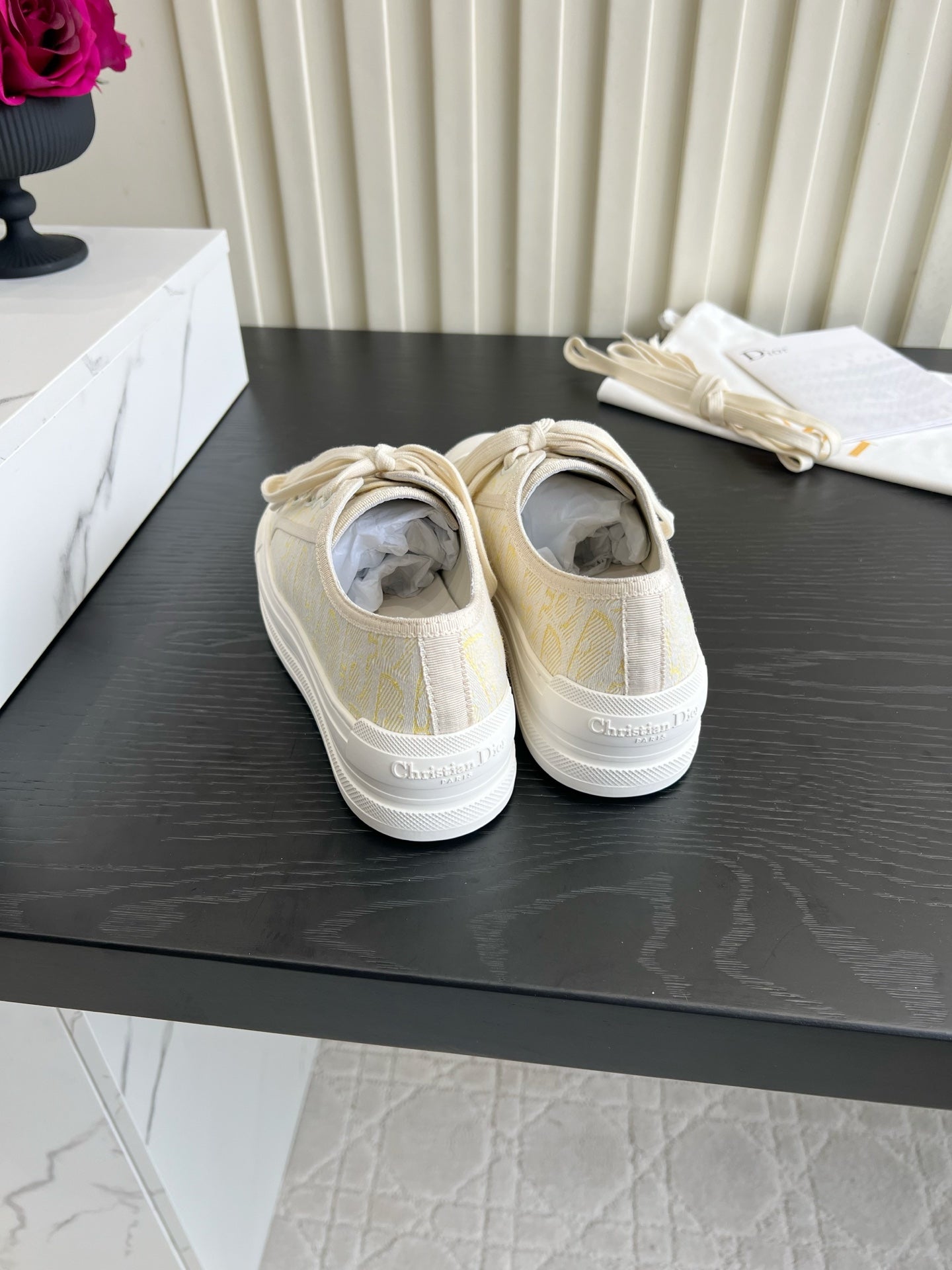 CD Dioriviera Walk'n'Dior Sneaker Cream Yellow Cotton 851244