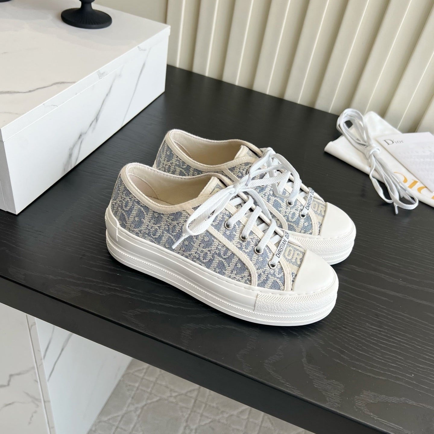 CD Dioriviera Walk'n'Dior Sneaker Wash Blue Cotton 851248