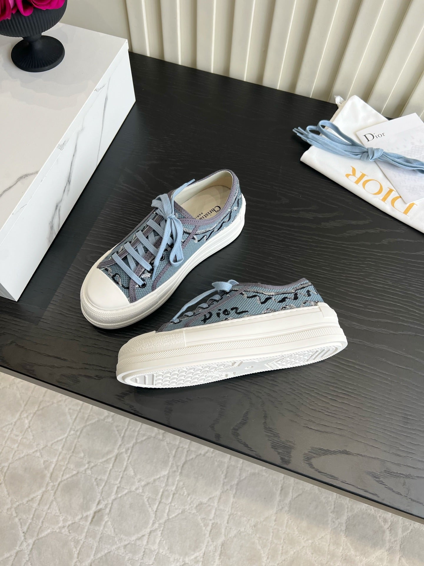 CD Dioriviera Walk'n'Dior Sneaker Blue Cotton 851252