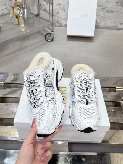 Dior 25 Chrono Sneakers White Black Mesh Calfskin 530324