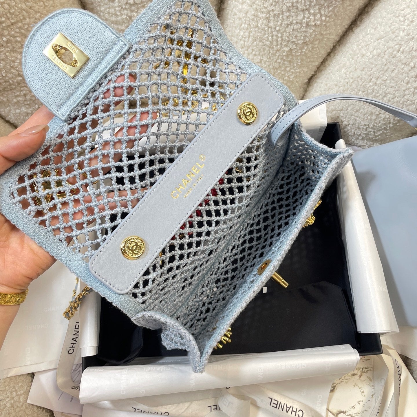 Chanel 2026 Charm Flap Bag 21cm Woven Leather