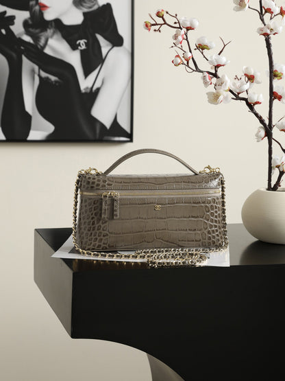Chanel 2026 Crocodile Embossed Vanity Bag 25cm Leather