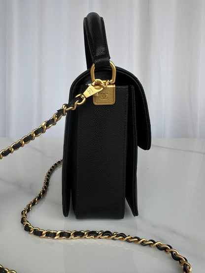 Chanel 2026 Flap Bag with Top Handle Gum-grain Cowhide