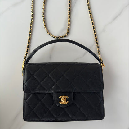 Chanel 2026 Flap Bag with Top Handle Gum-grain Cowhide