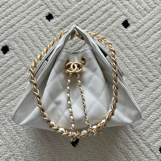 Chanel 25 Hobo Bag 22cm White Calfskin 286182