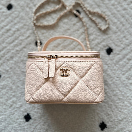 Chanel 2025 Vanity 17cm Bag Light Beige Caviar Leather 320296