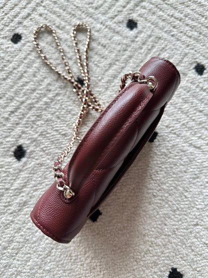 Chanel 2025 Trendy CC Wallet on Chain 19cm Bag Burgundy Caviar Leather 320294