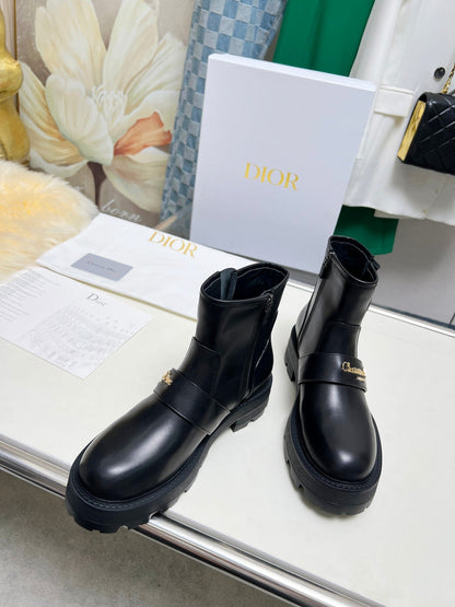 CD D-Quest Ankle Boot Plain Black Calfskin