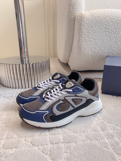 CD B30 Sneaker Brown Blue Mix Grey Polyester Mesh Fabric And Calfskin