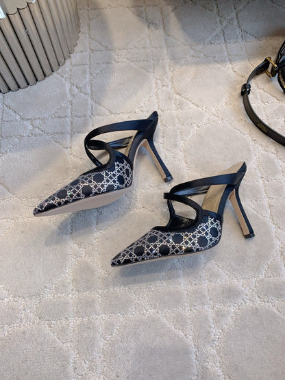 CD Capture Heeled Mule 10cm Black Satin 615463