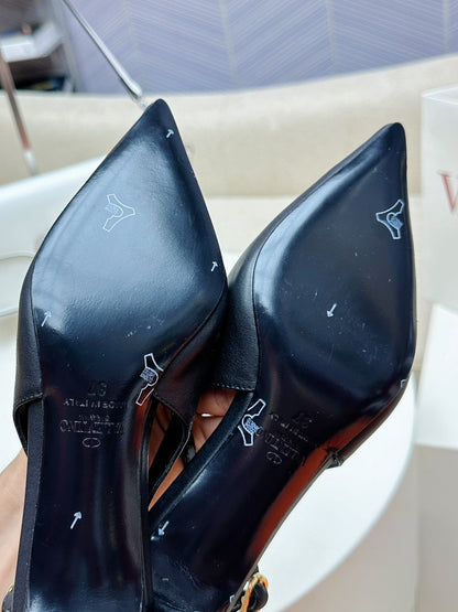 HIGH SLINGBACK 60MM IN BLACK CALFSKIN