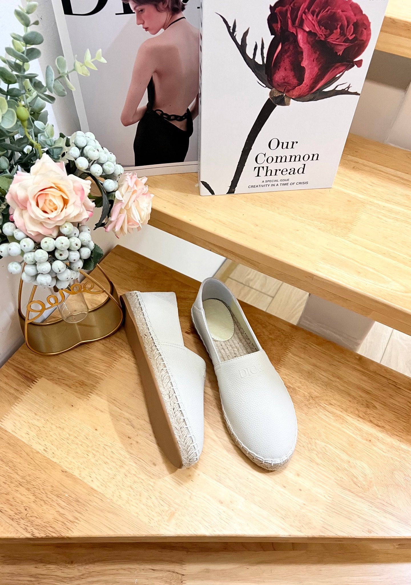 CD Paradise Espadrilles White Grain Cowhide 692262