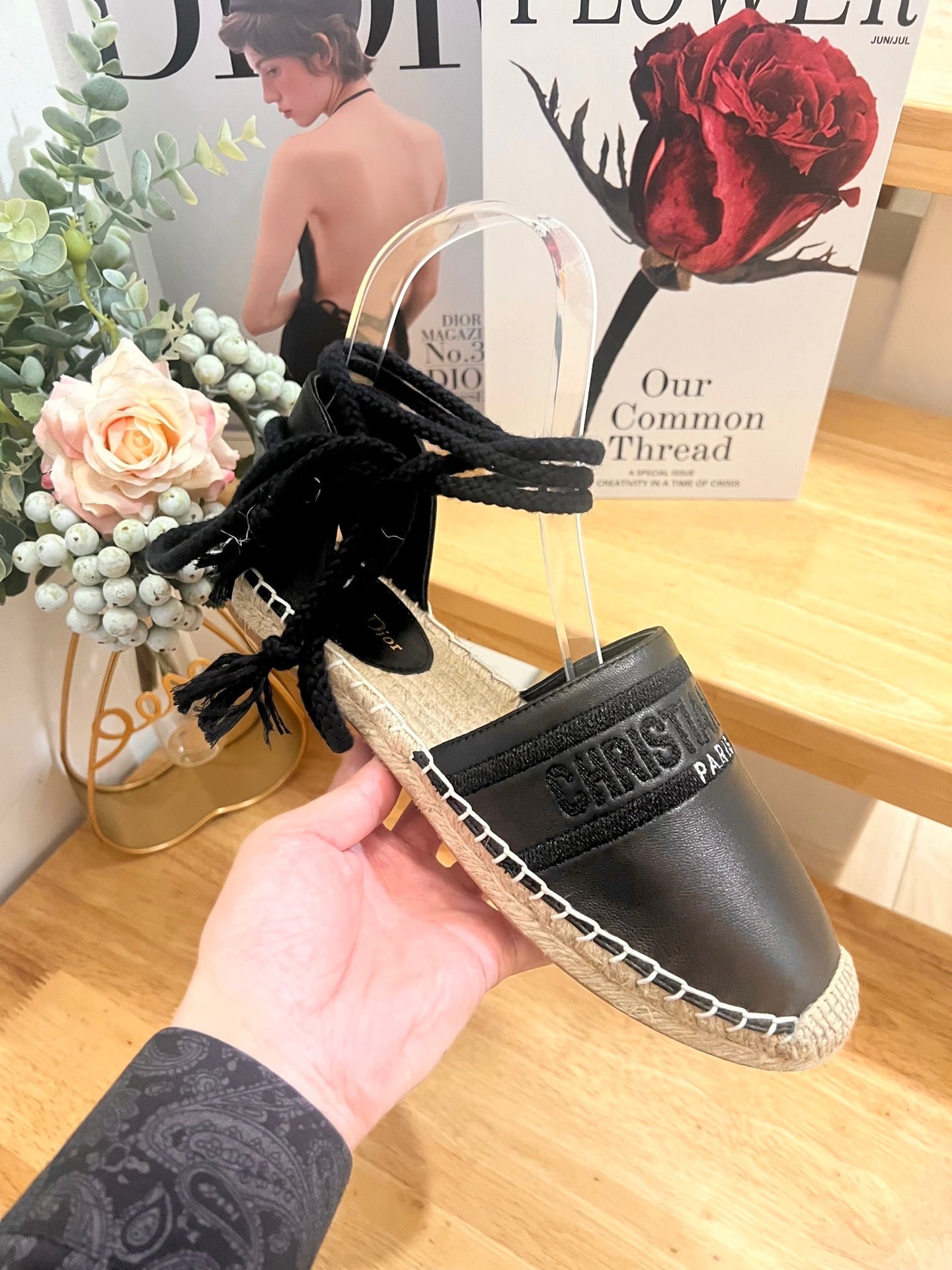 CD FW26 Sandals Black Sheepskin 692256