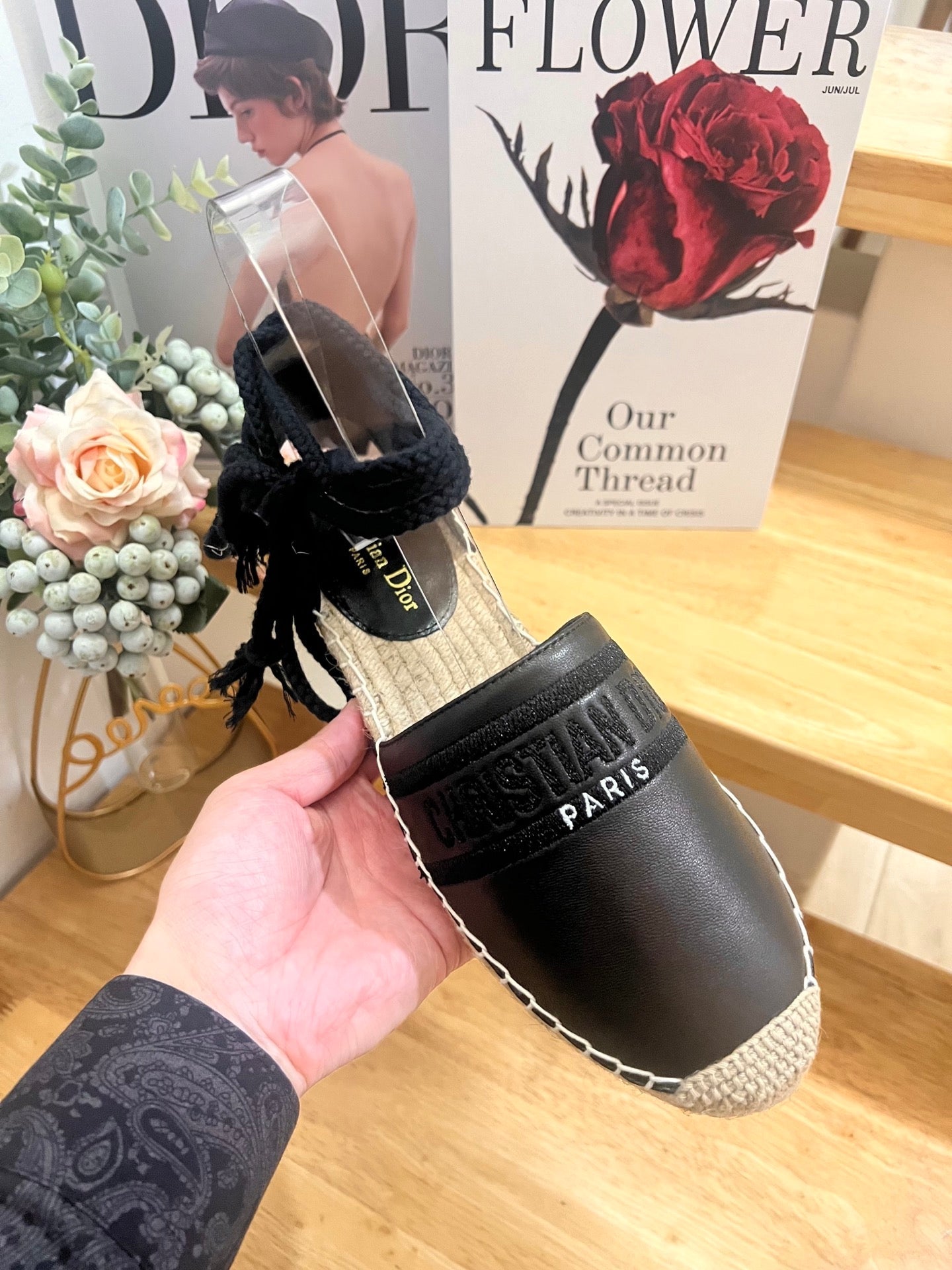 CD FW26 Sandals Black Sheepskin 692256