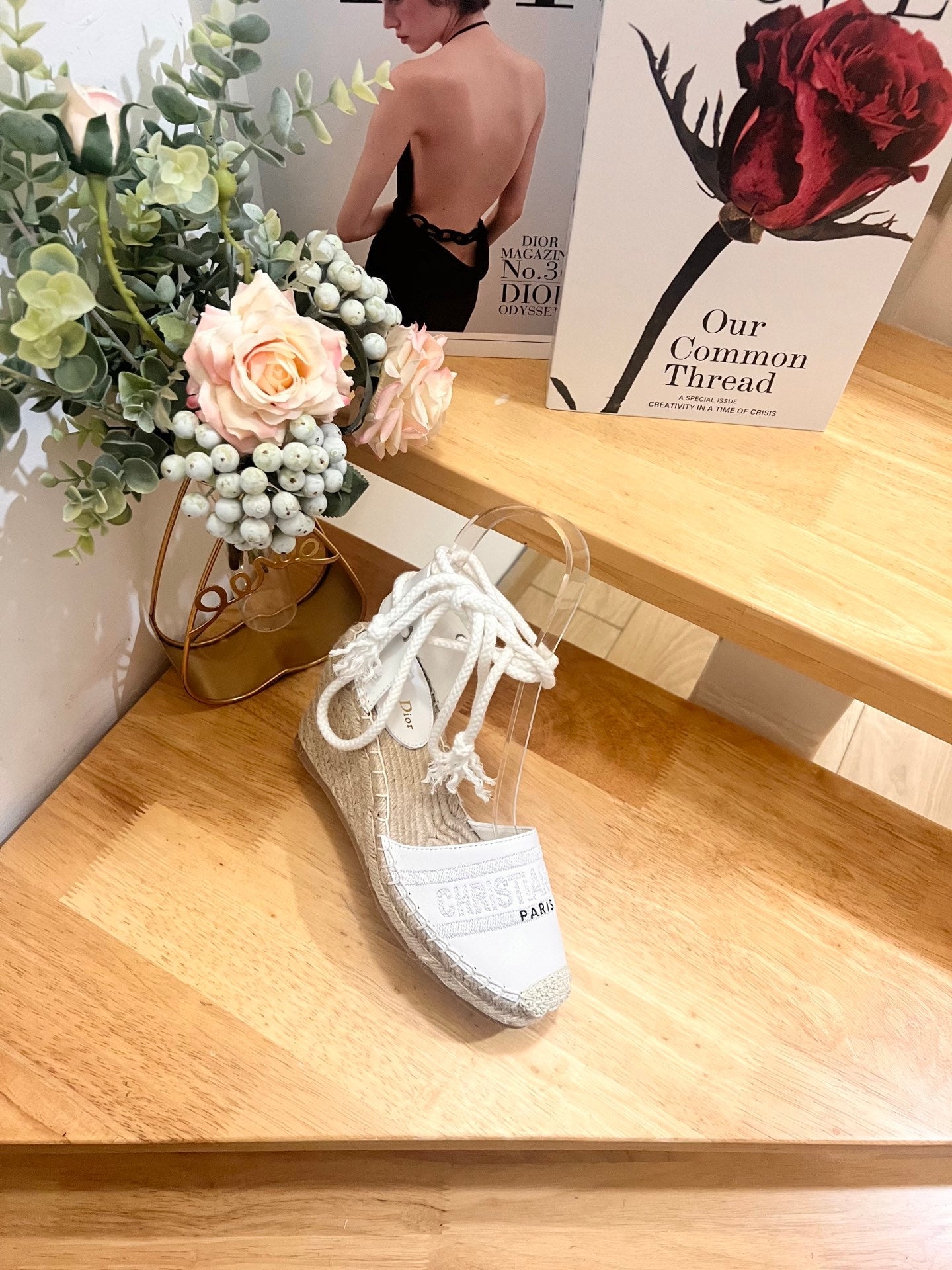 CD FW26 Wedge Sandals White Sheepskin 692258