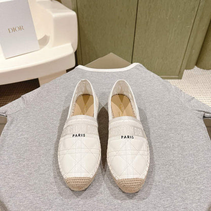 CD 26s Loafers Embroidery Beige Black Cowhide 653265