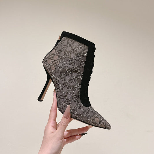 CD Capture  Ankle Boot  85mm Black Mesh & Suede 483089