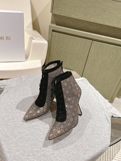 CD Capture  Ankle Boot  85mm Black Mesh & Suede 483089