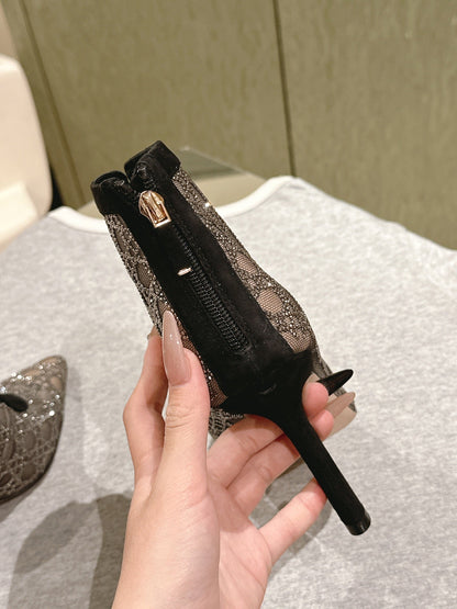 CD Capture  Ankle Boot  85mm Black Mesh & Suede 483089