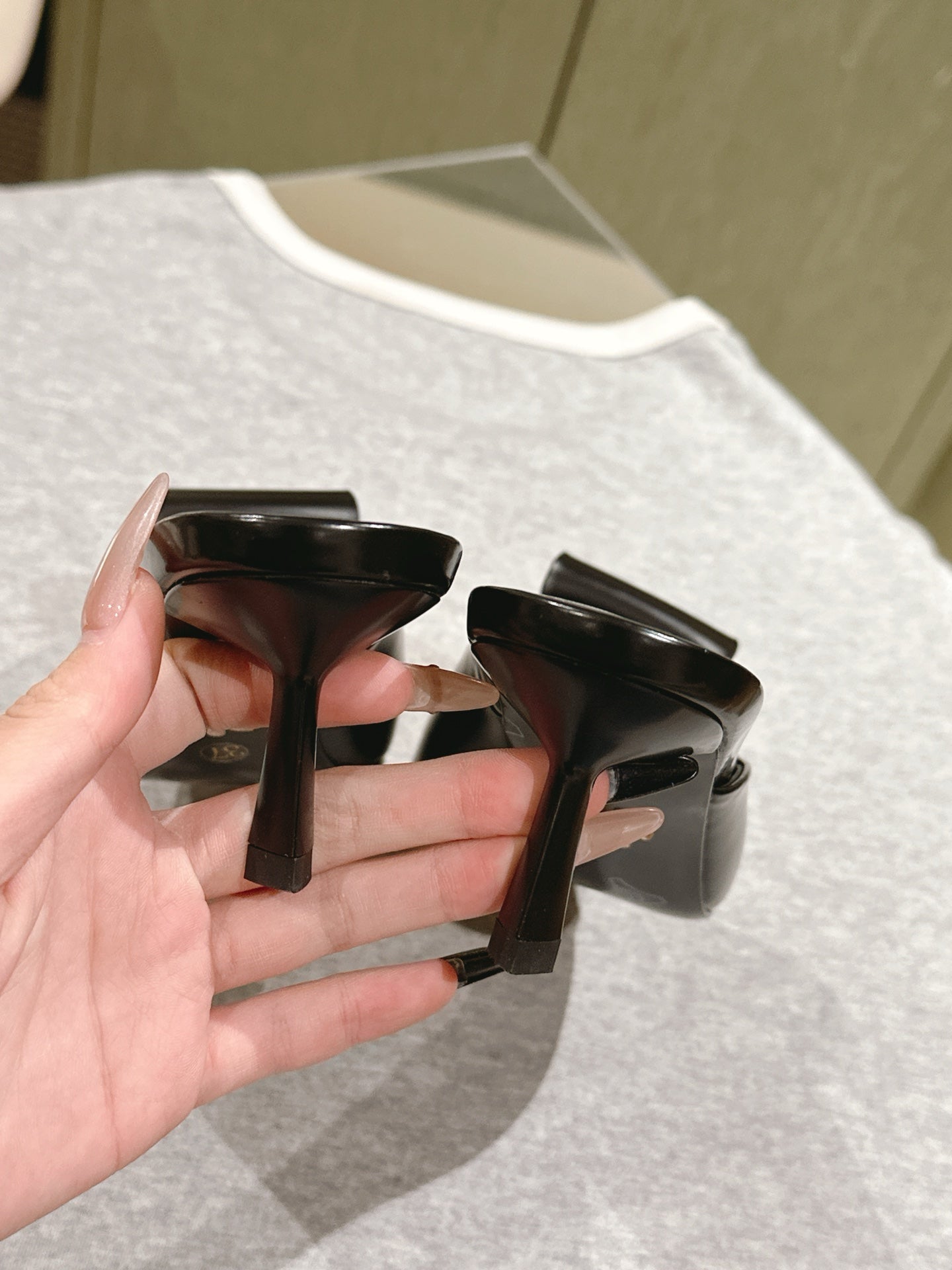 PRA 2026S High Heel Mule 65 Black Sheepskin  657674